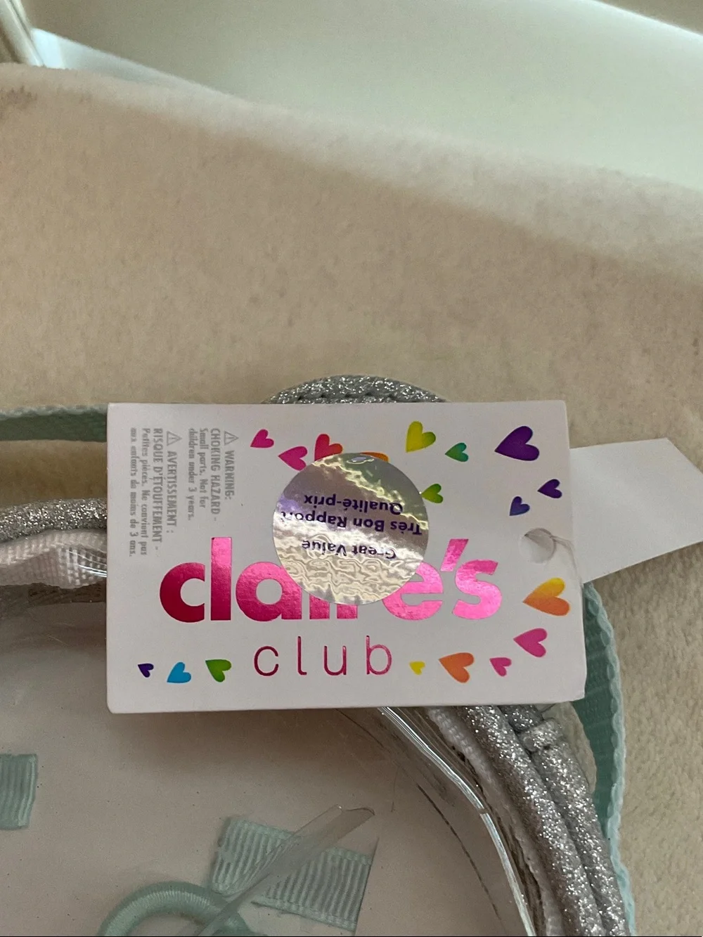 Claire's Iridescent Holographic Kids Hair Accessory Set with Silver Glitter